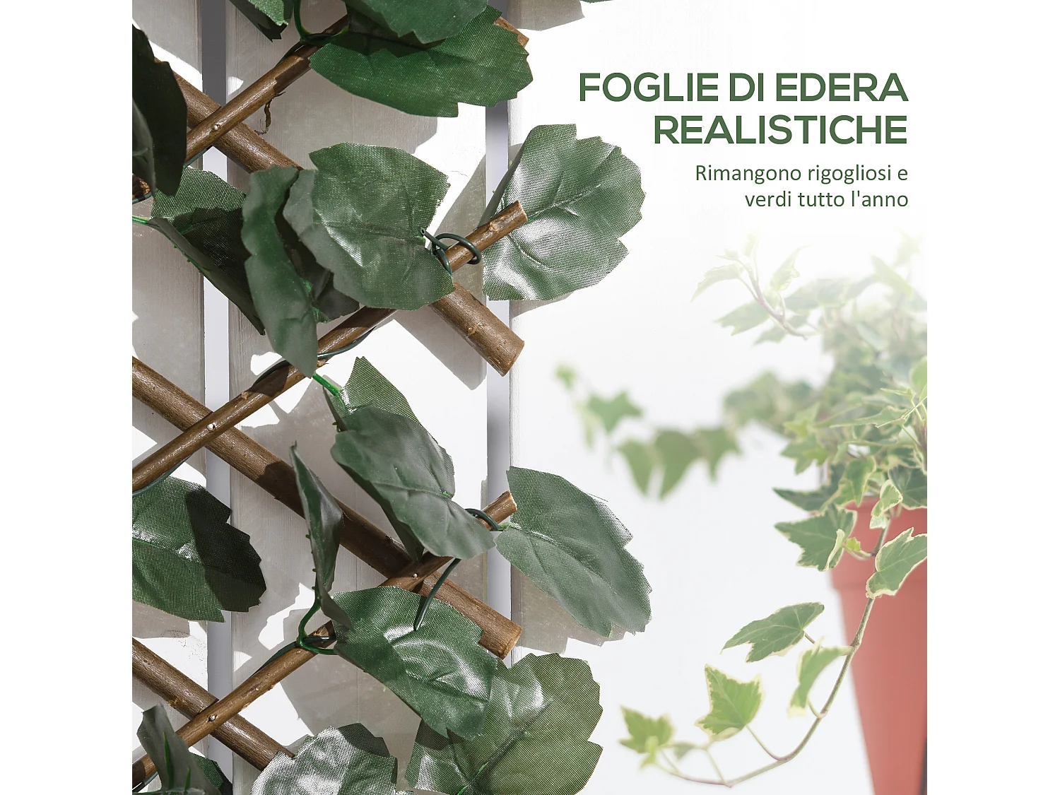 Siepe artificiale a 2 sezioni da 356 foglie di edera verde e marrone