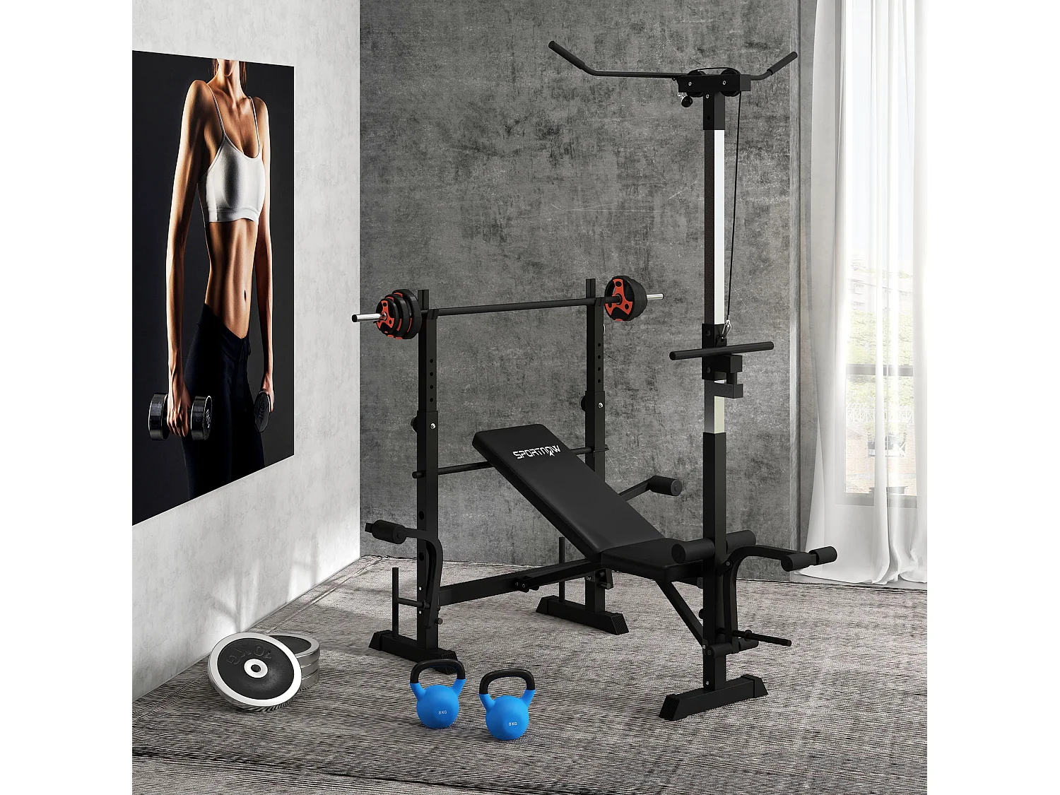 Set bilanciere e dischi da 20kg totali con impugnatura antiscivolo