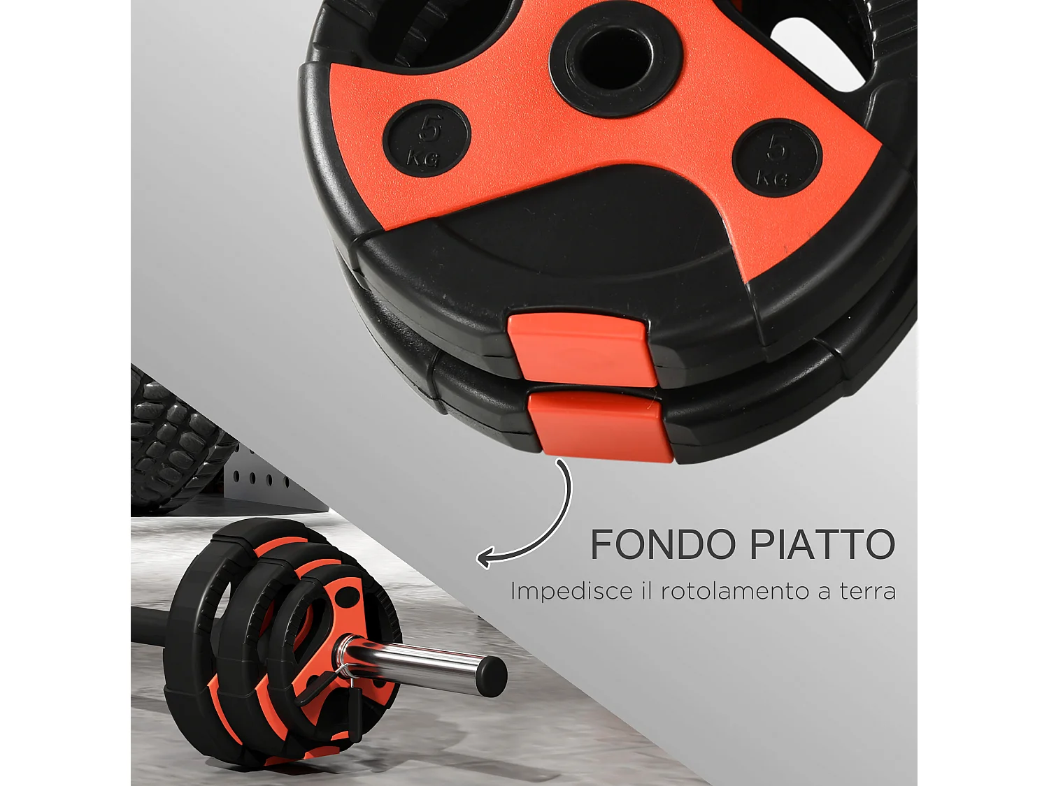 Set bilanciere e dischi da 20kg totali con impugnatura antiscivolo