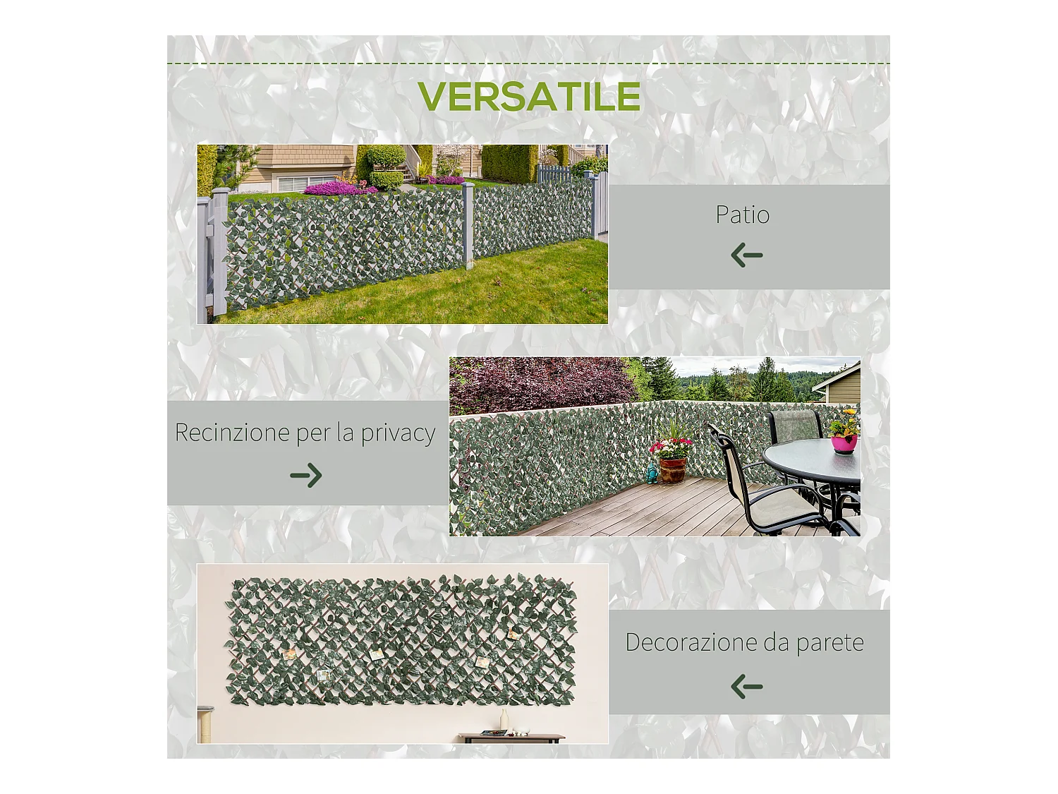 Finta siepe 8 pezzi parete verde recinzione esterni e balcone