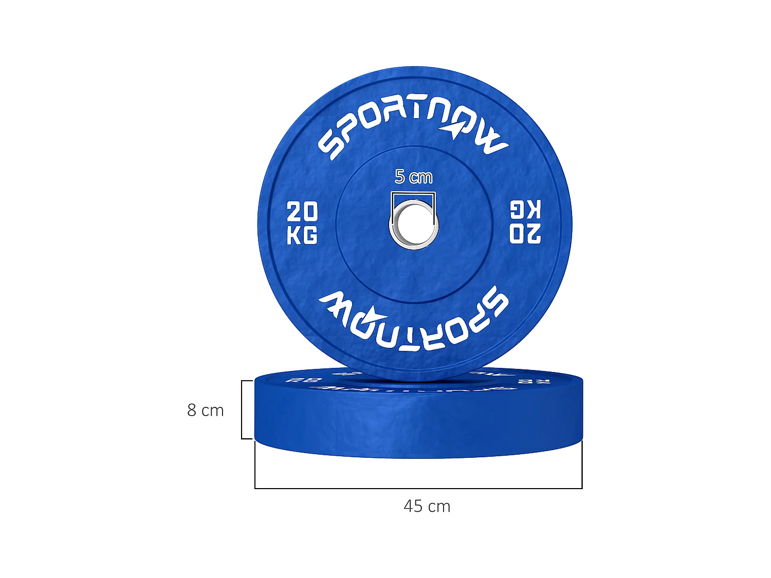 Set 2 dischi pesi 20 kg in gomma foro 5 cm per manubri e bilancieri blu