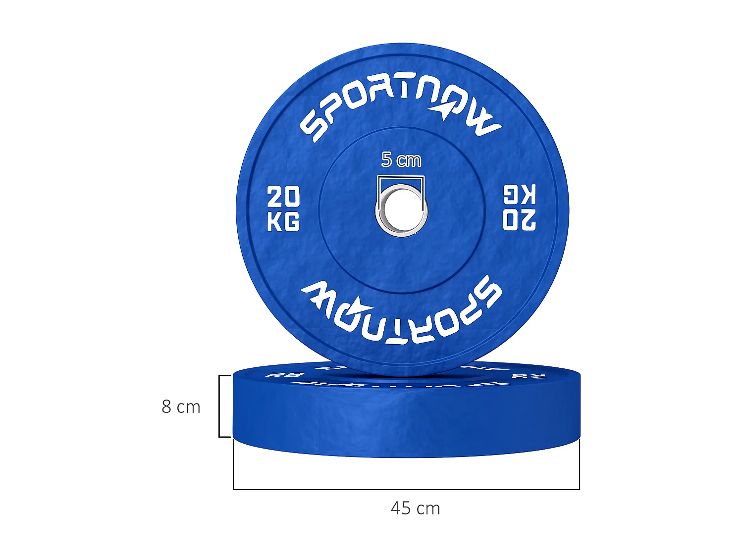 Set 2 dischi pesi 20 kg in gomma foro 5 cm per manubri e bilancieri blu