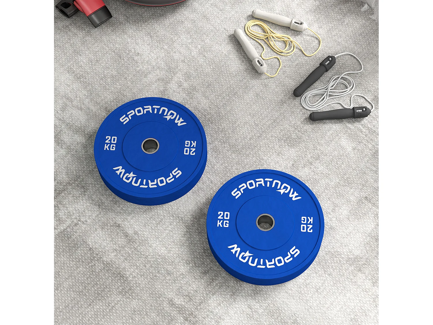 Set 2 dischi pesi 20 kg in gomma foro 5 cm per manubri e bilancieri blu