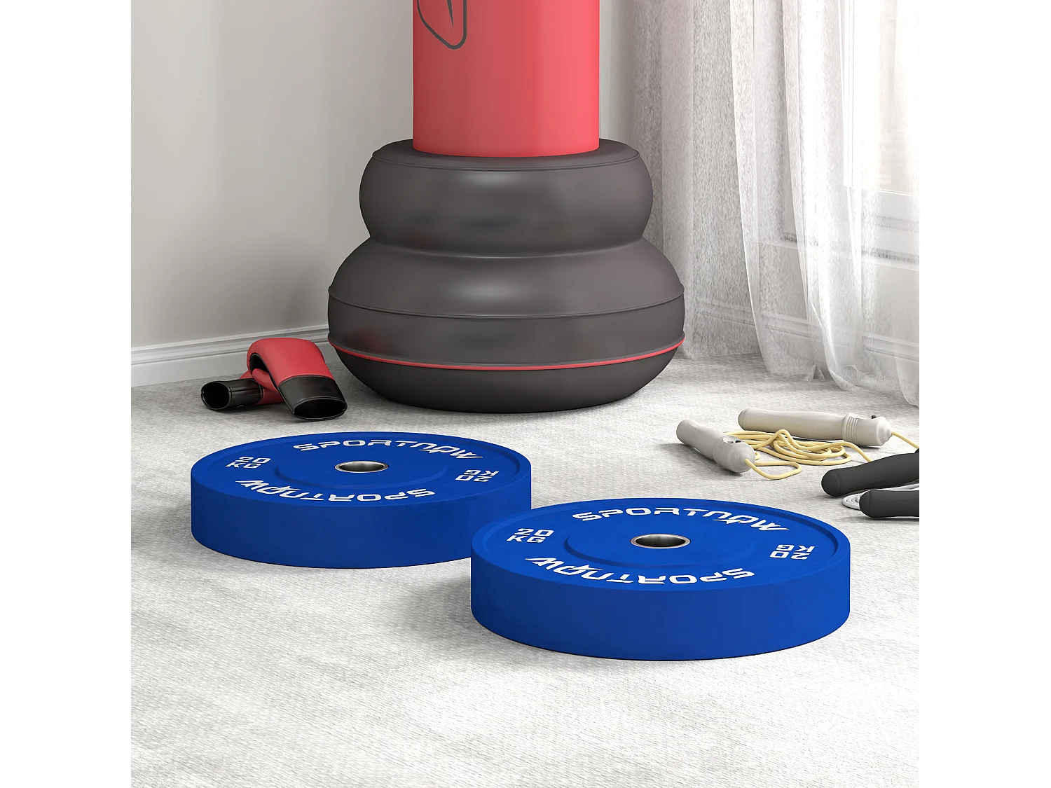 Set 2 dischi pesi 20 kg in gomma foro 5 cm per manubri e bilancieri blu