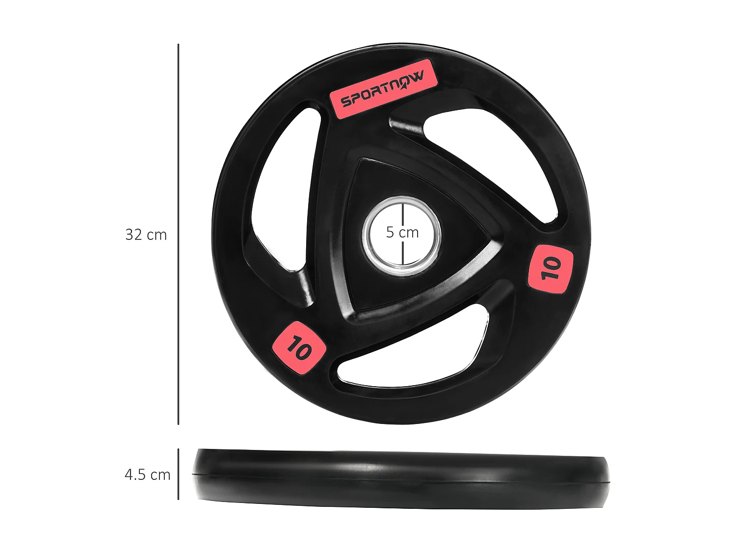 Set 2 dischi pesi 10kg in acciaio rivestimento in gomma per bilanciere