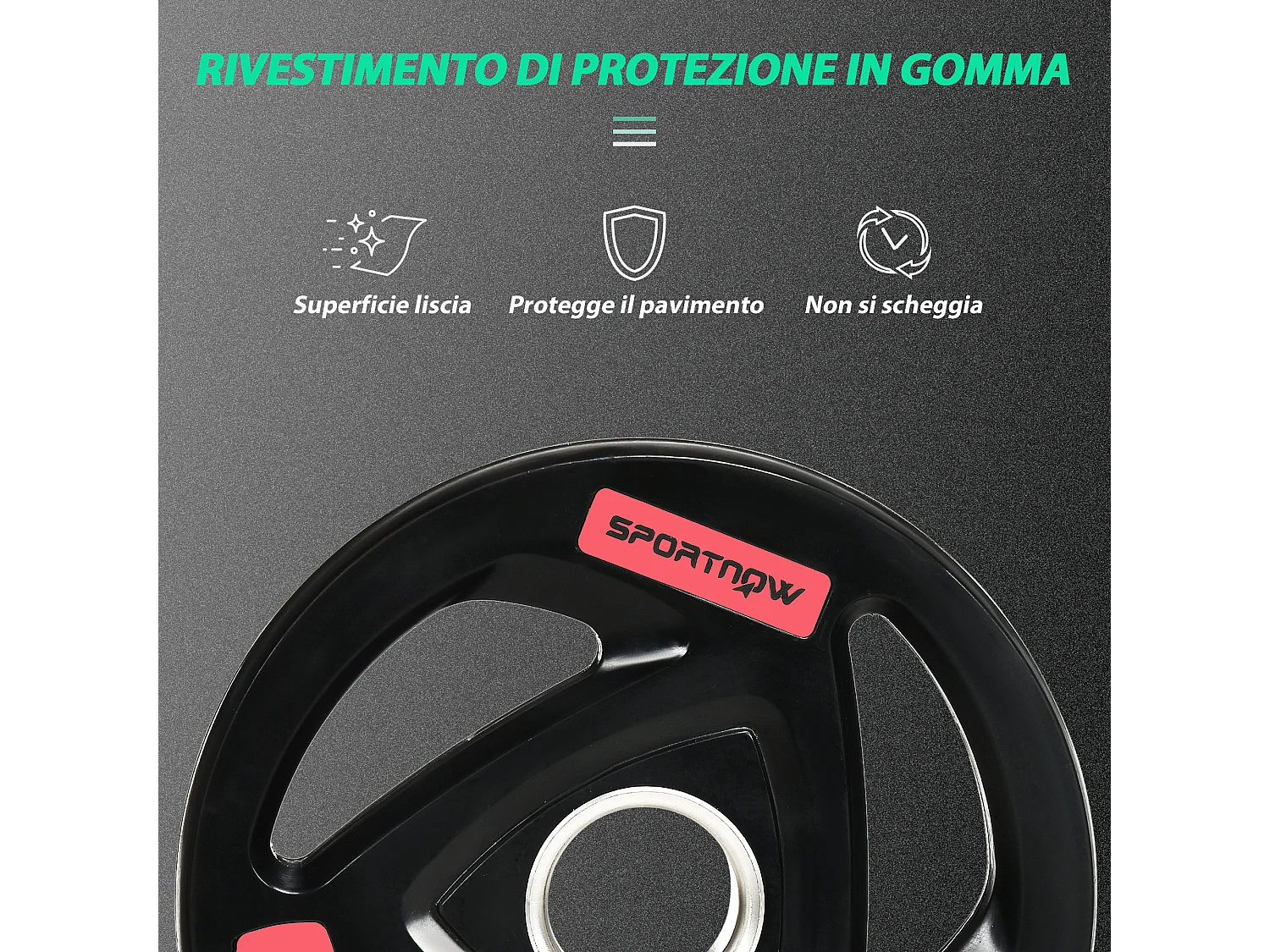 Set 2 dischi pesi 10kg in acciaio rivestimento in gomma per bilanciere