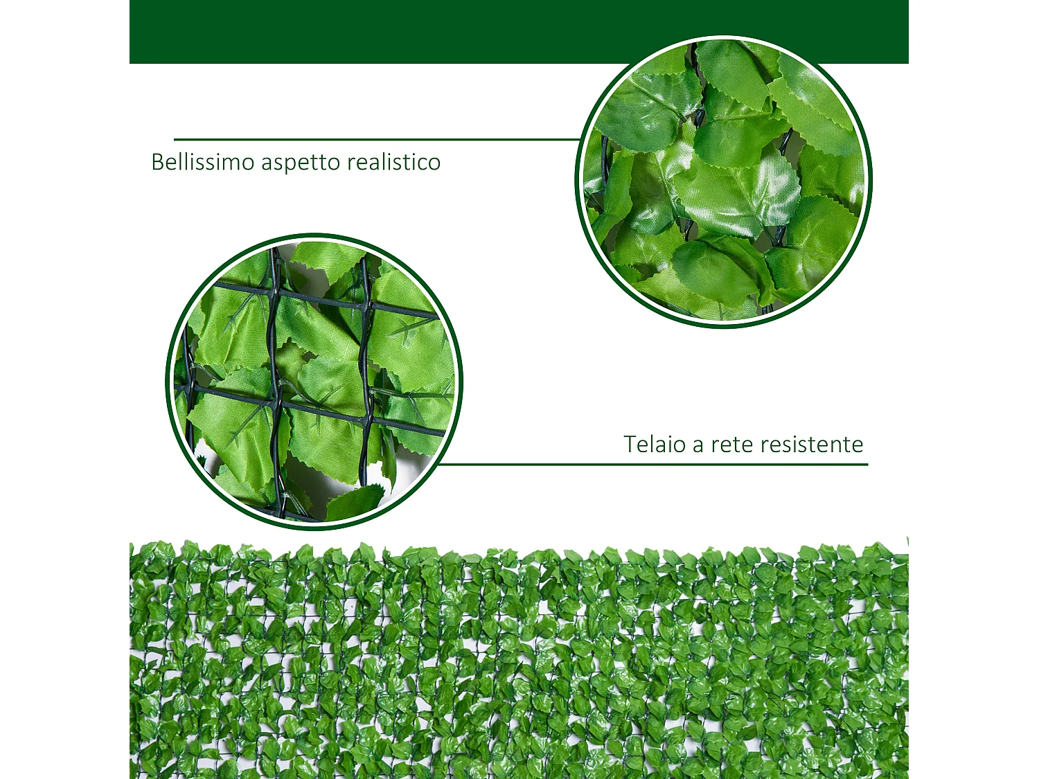 Rotolo di siepe artificiale per giardino 300x150cm in pe verde