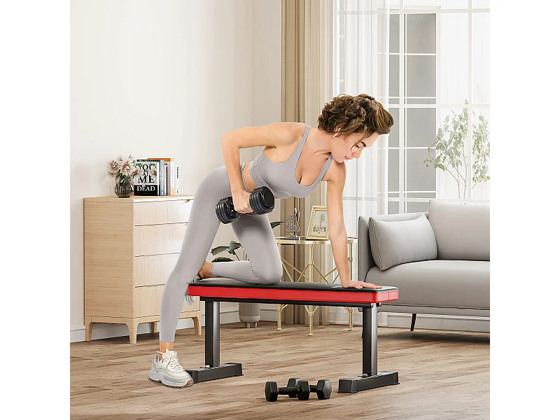 Panca piana per addominali con cuscino e capacità 300kg in acciaio