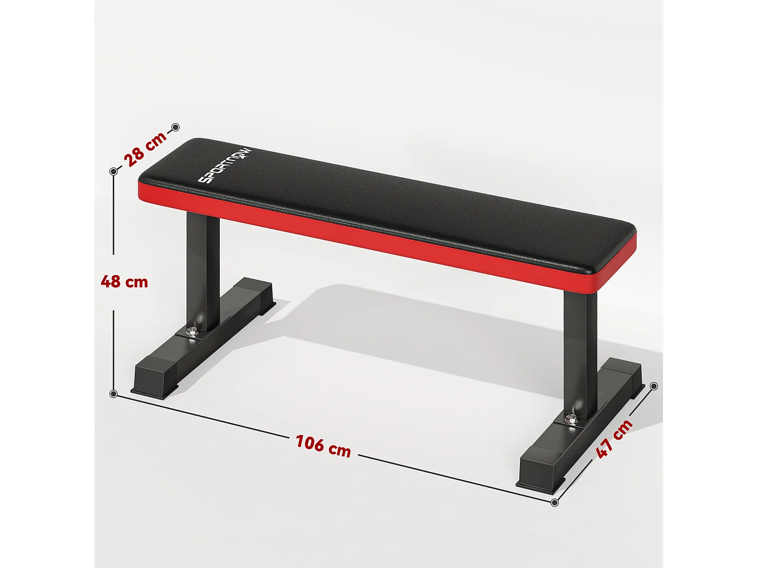 Panca piana per addominali con cuscino e capacità 300kg in acciaio