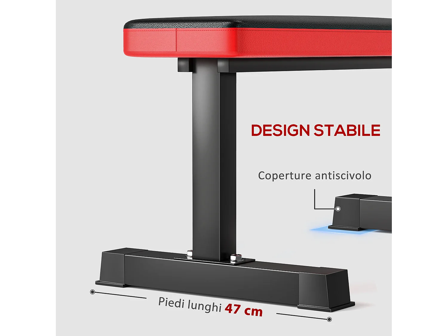 Panca piana per addominali con cuscino e capacità 300kg in acciaio