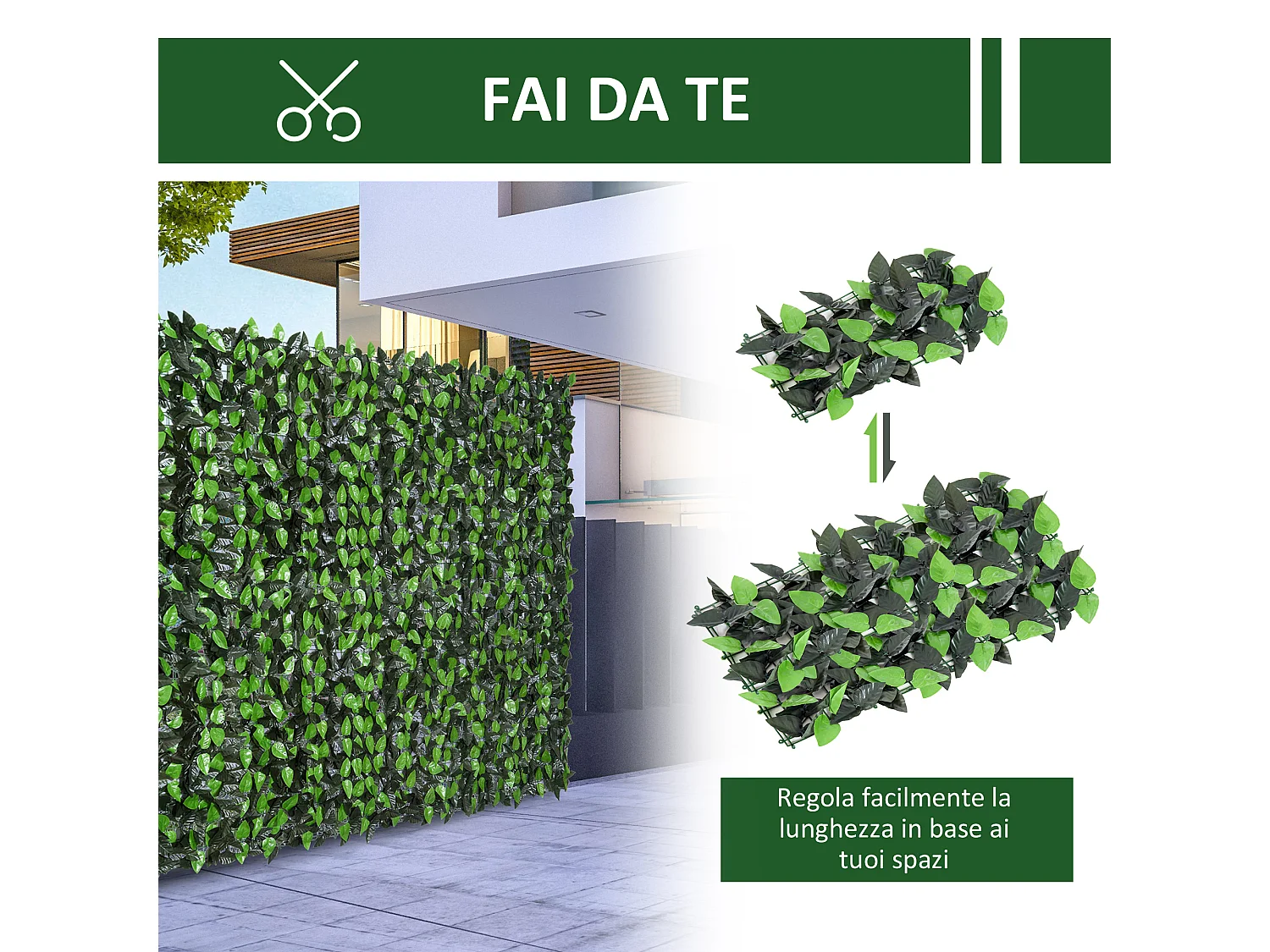 Rotolo siepe artificiale verde 3x1 m per giardino e balcone