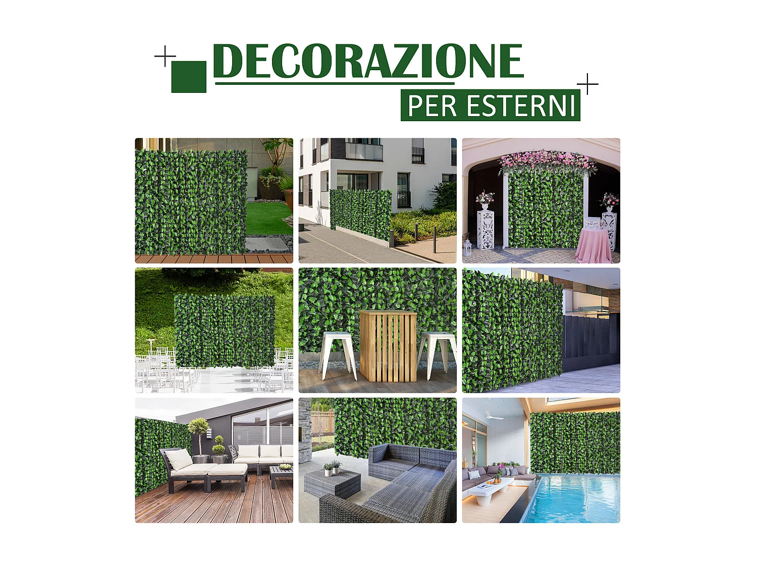 Rotolo siepe artificiale verde 3x1 m per giardino e balcone