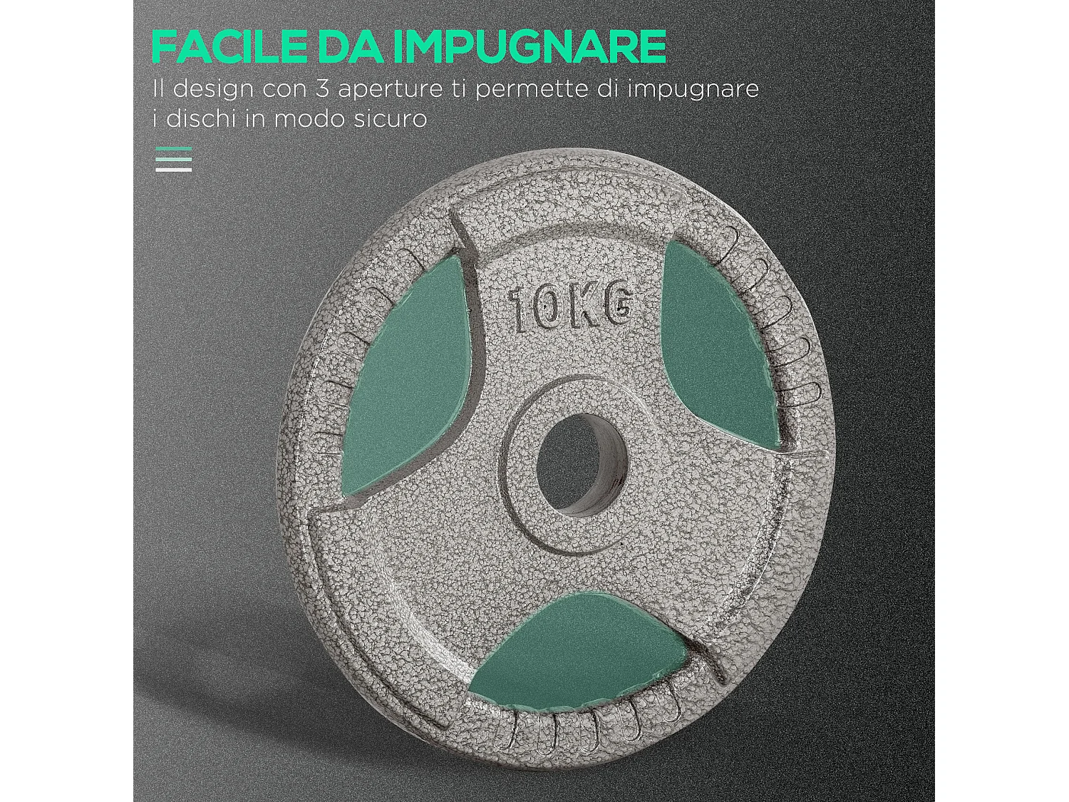 Set 6 dischi pesi da 35kg per bilanciere in acciaio diametro foro փ5.4cm