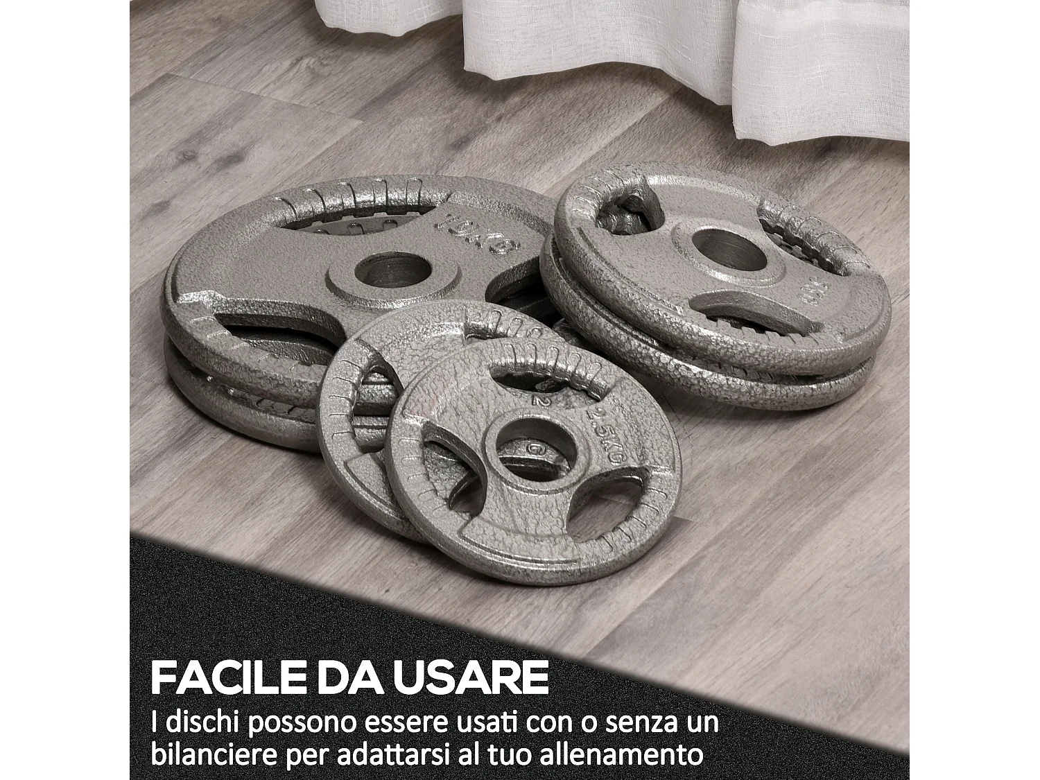 Set 6 dischi pesi da 35kg per bilanciere in acciaio diametro foro փ5.4cm