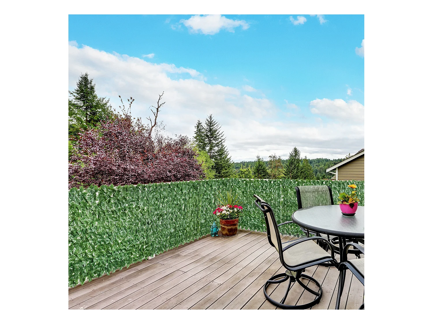 Rotolo di siepe artificiale in pe 300x100cm verde scuro