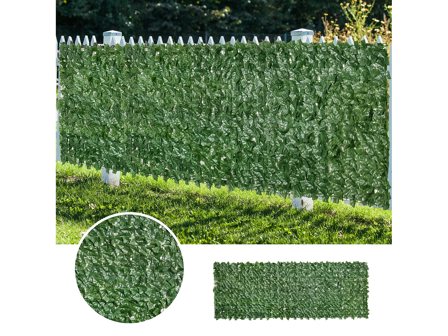 Rotolo di siepe artificiale in pe 300x100cm verde scuro