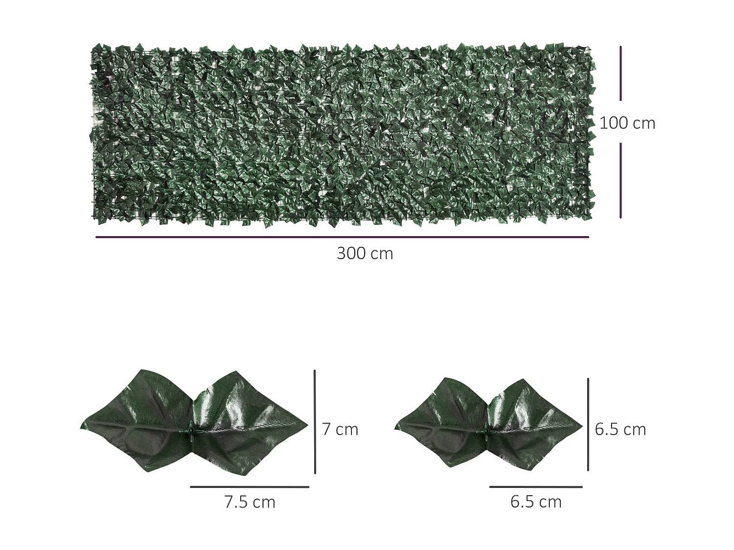 Rotolo di siepe artificiale in pe 300x100cm verde scuro