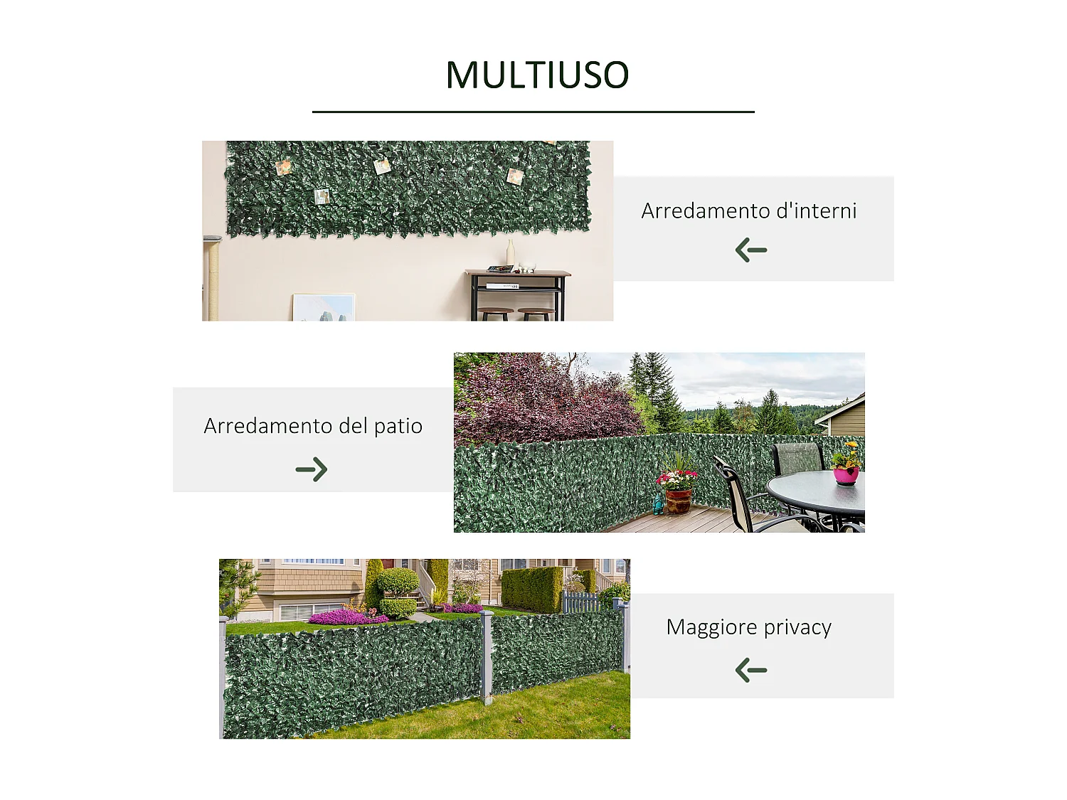 Rotolo di siepe artificiale in pe 300x100cm verde scuro