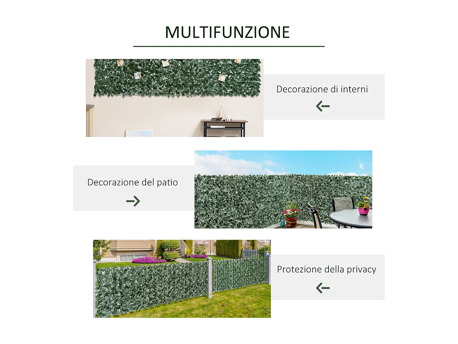 Rotolo di siepe artificiale in pe 240x100cm verde scuro