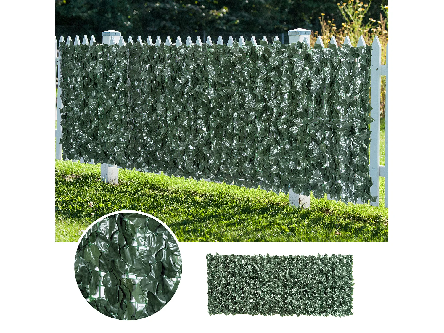 Rotolo di siepe artificiale in pe 240x100cm verde scuro