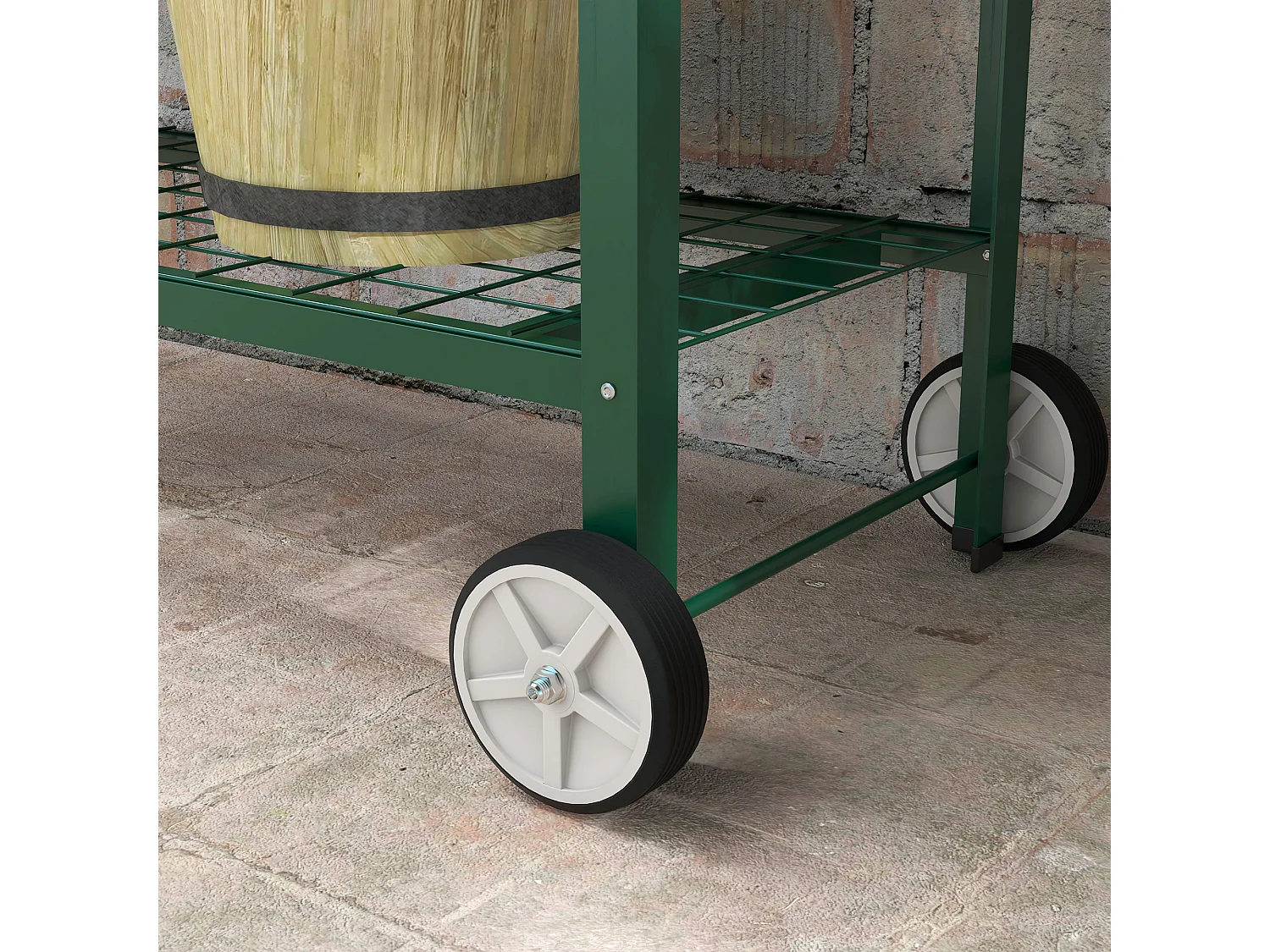 Fioriera da esterno in metallo con mensola inferiore verde