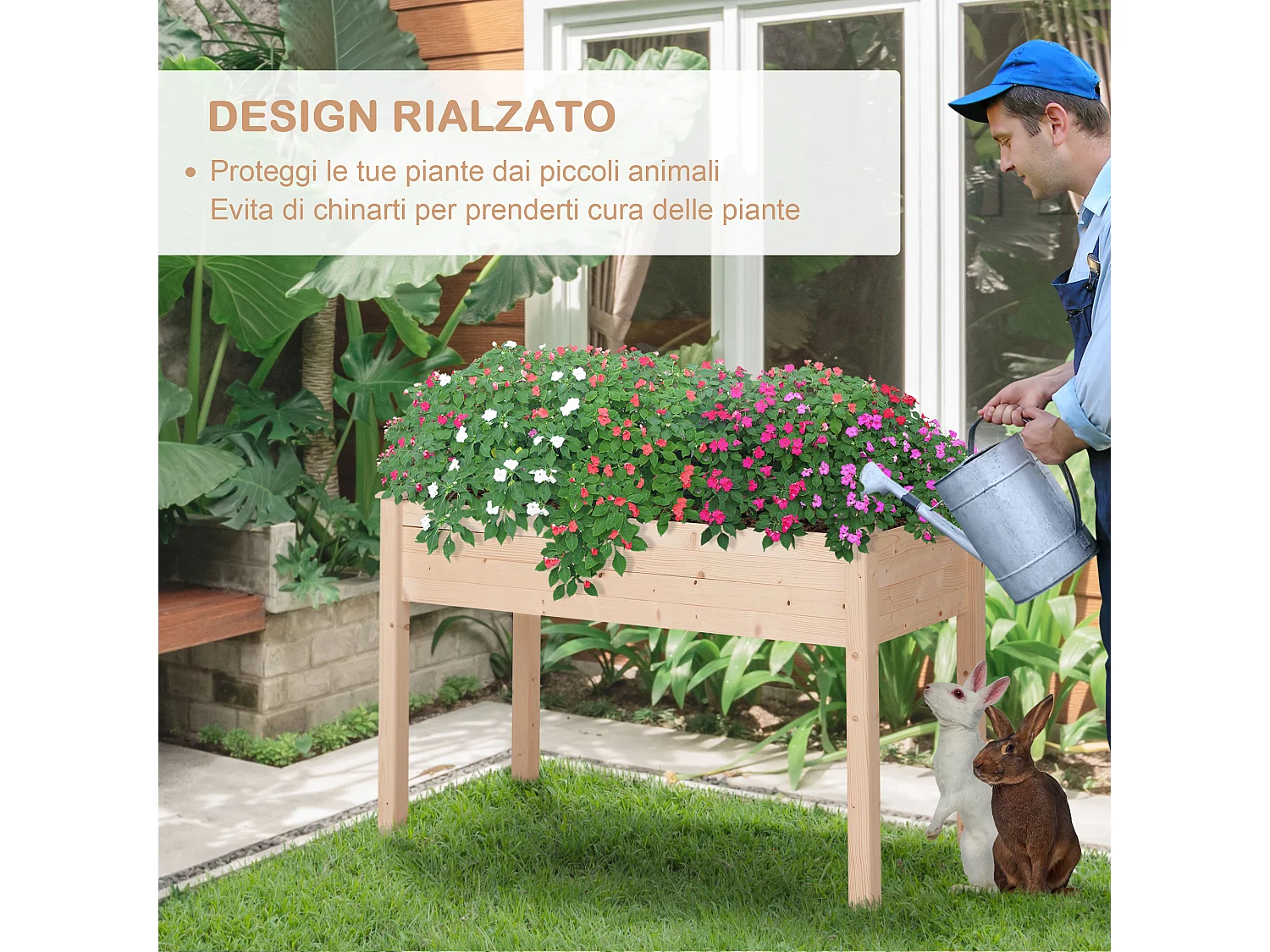 Orto urbano pensile tavolo porta piante con fodera in tessuto