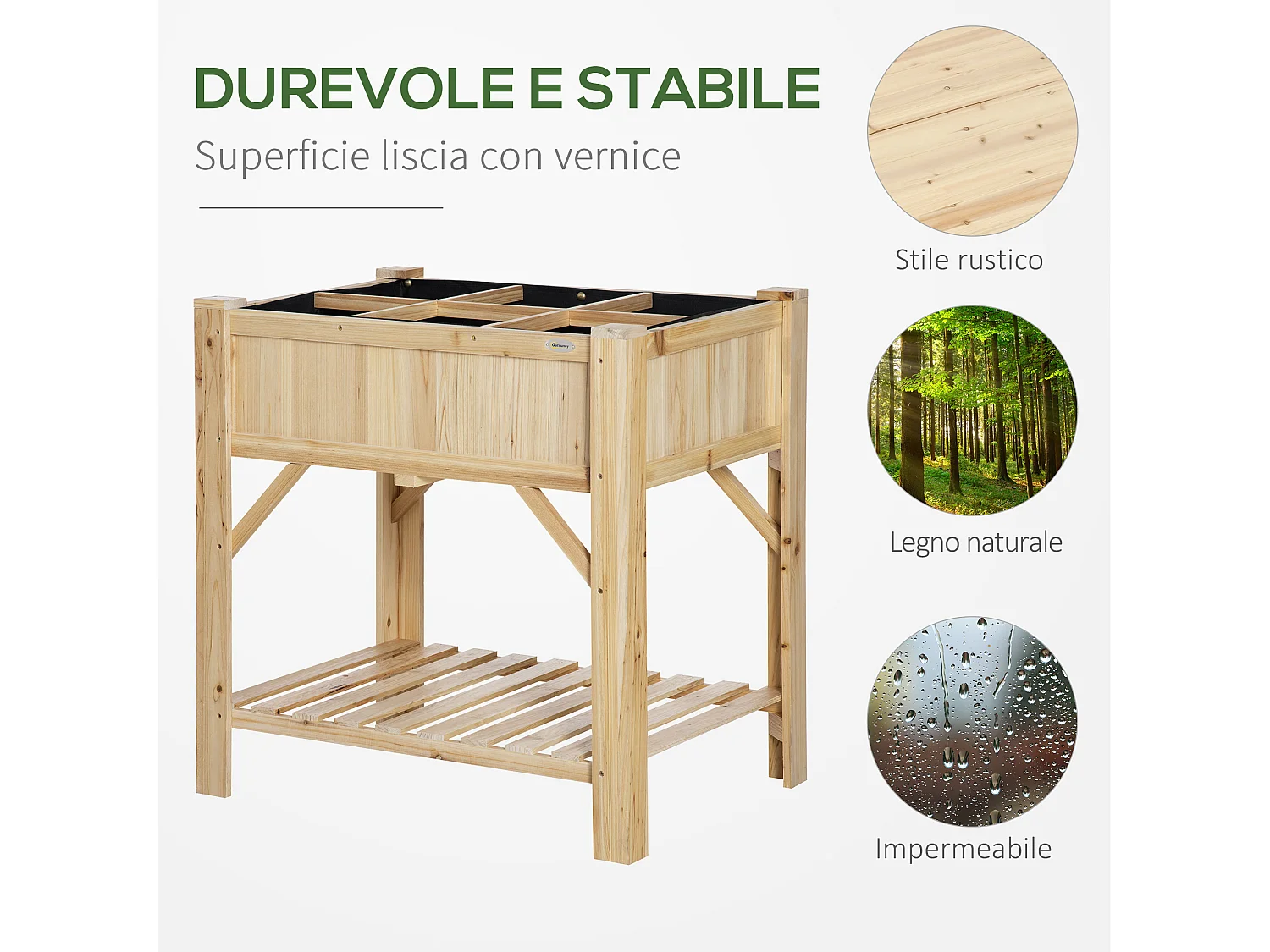 Letto per orto rialzato in legno con 6 scomparti 78.5x58x81cm