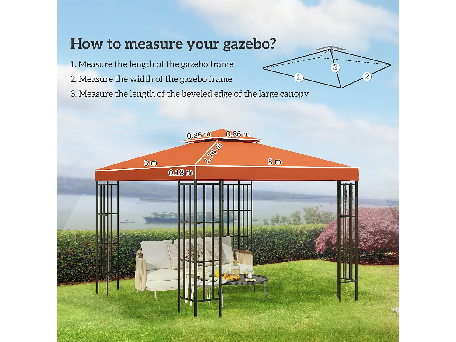 Tenda da sole 2x1.5m con telaio telescopico bianco e verde