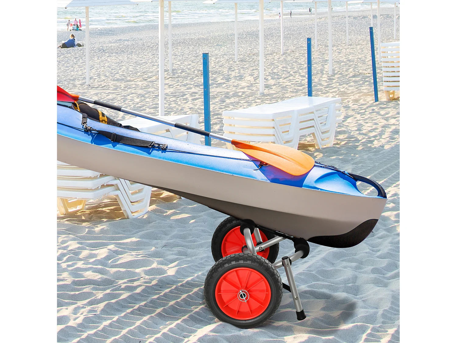 Carrello pieghevole per kayak con ruote 25 cm in alluminio max 70 kg