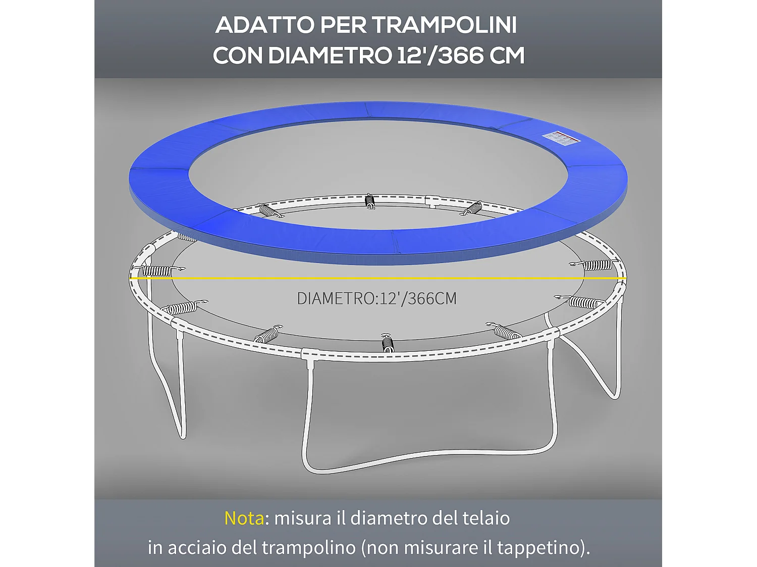 Copertura protezione trampolino elastico plastica multicolore Ø366cm