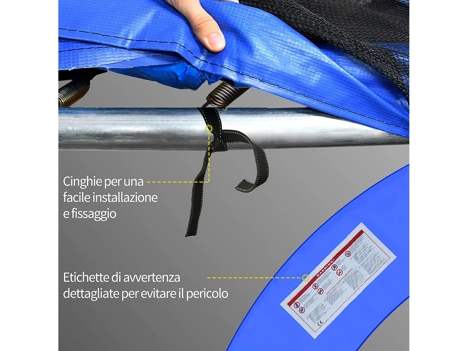 Copertura protezione trampolino elastico plastica multicolore Ø366cm