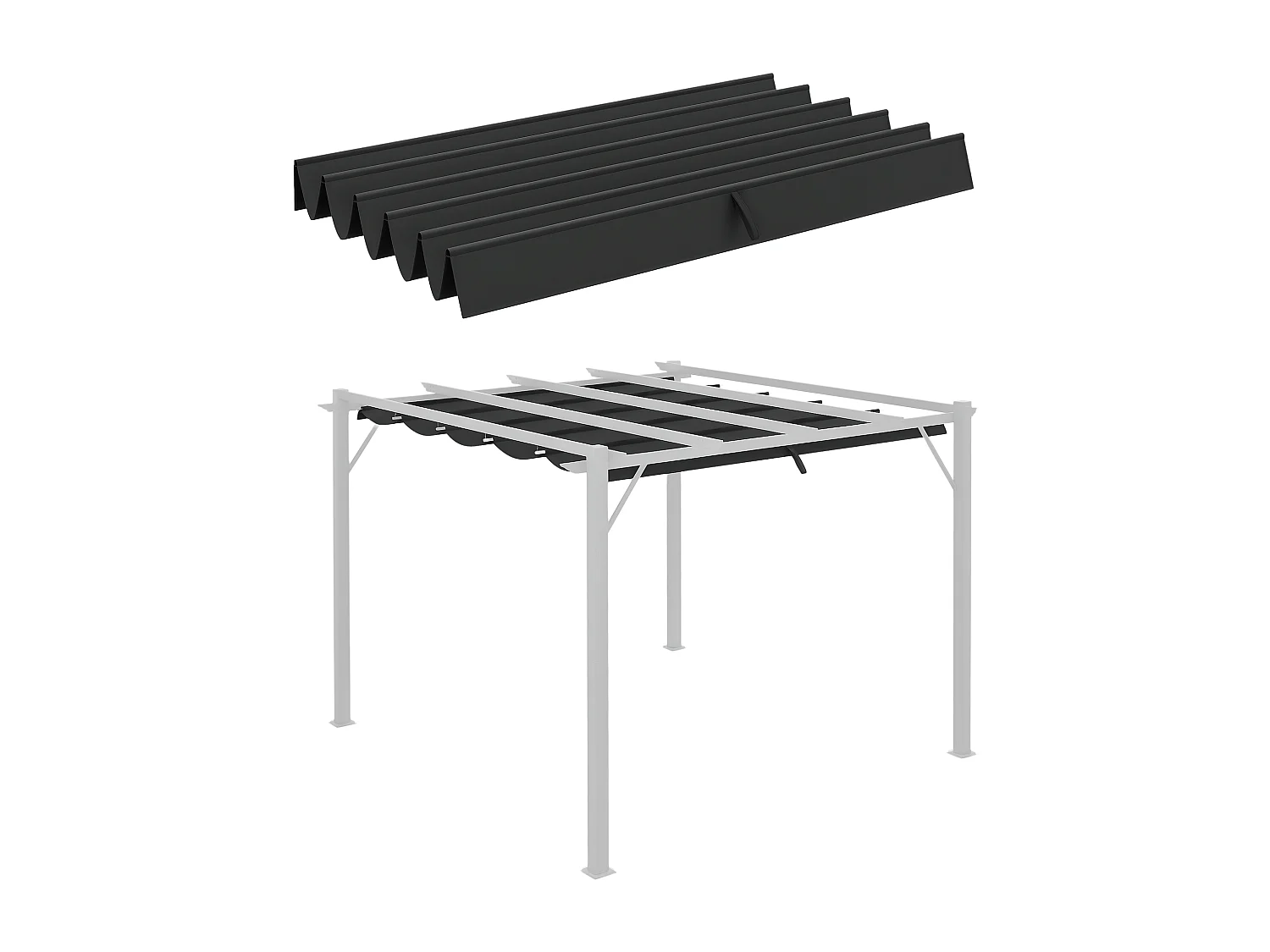 Tenda da sole 3x1.5m telescopica e avvolgibile bianco e blu