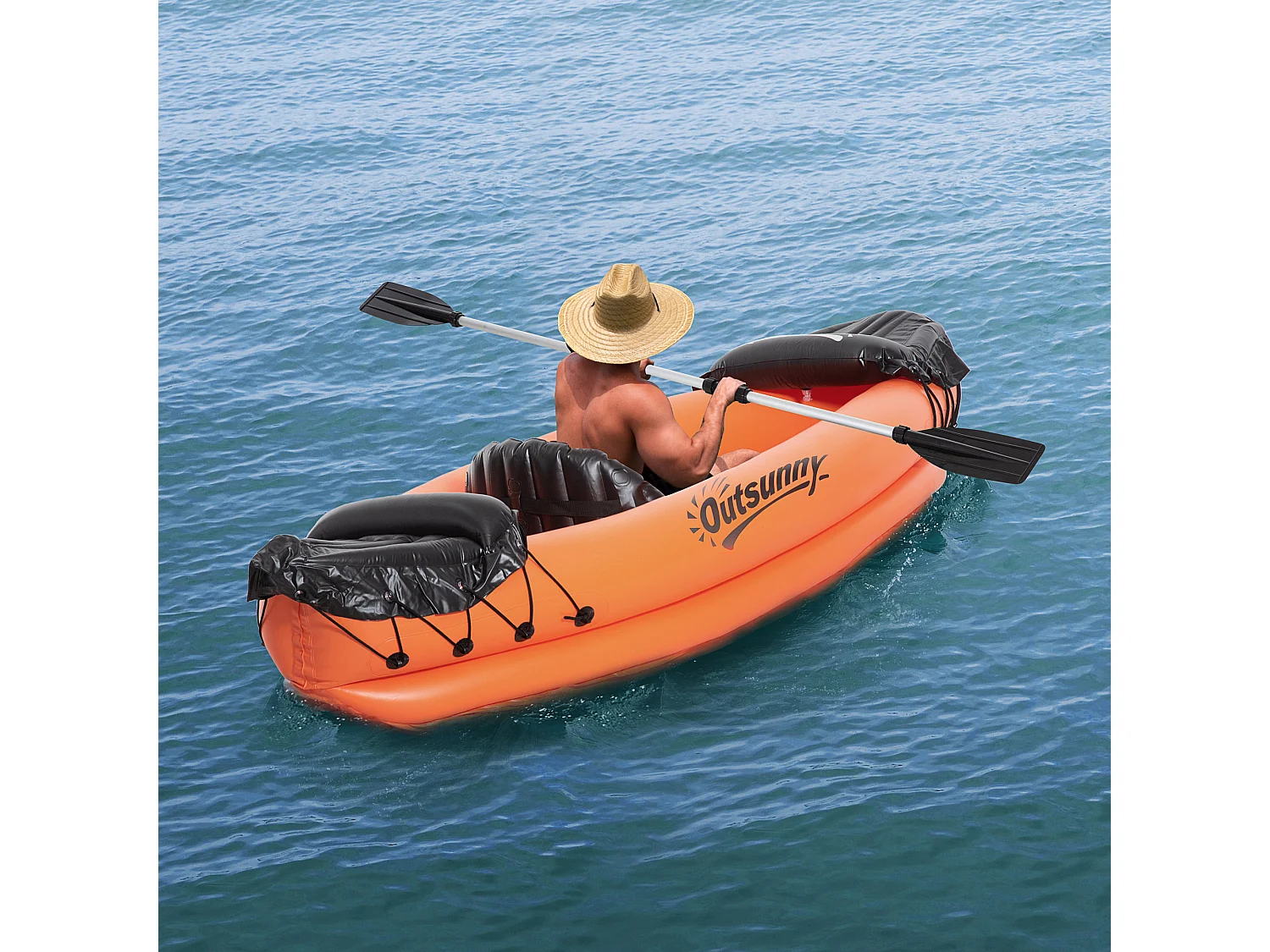Canoa gonfiabile 1 posto, kayak con 1 remo e accessori, arancione