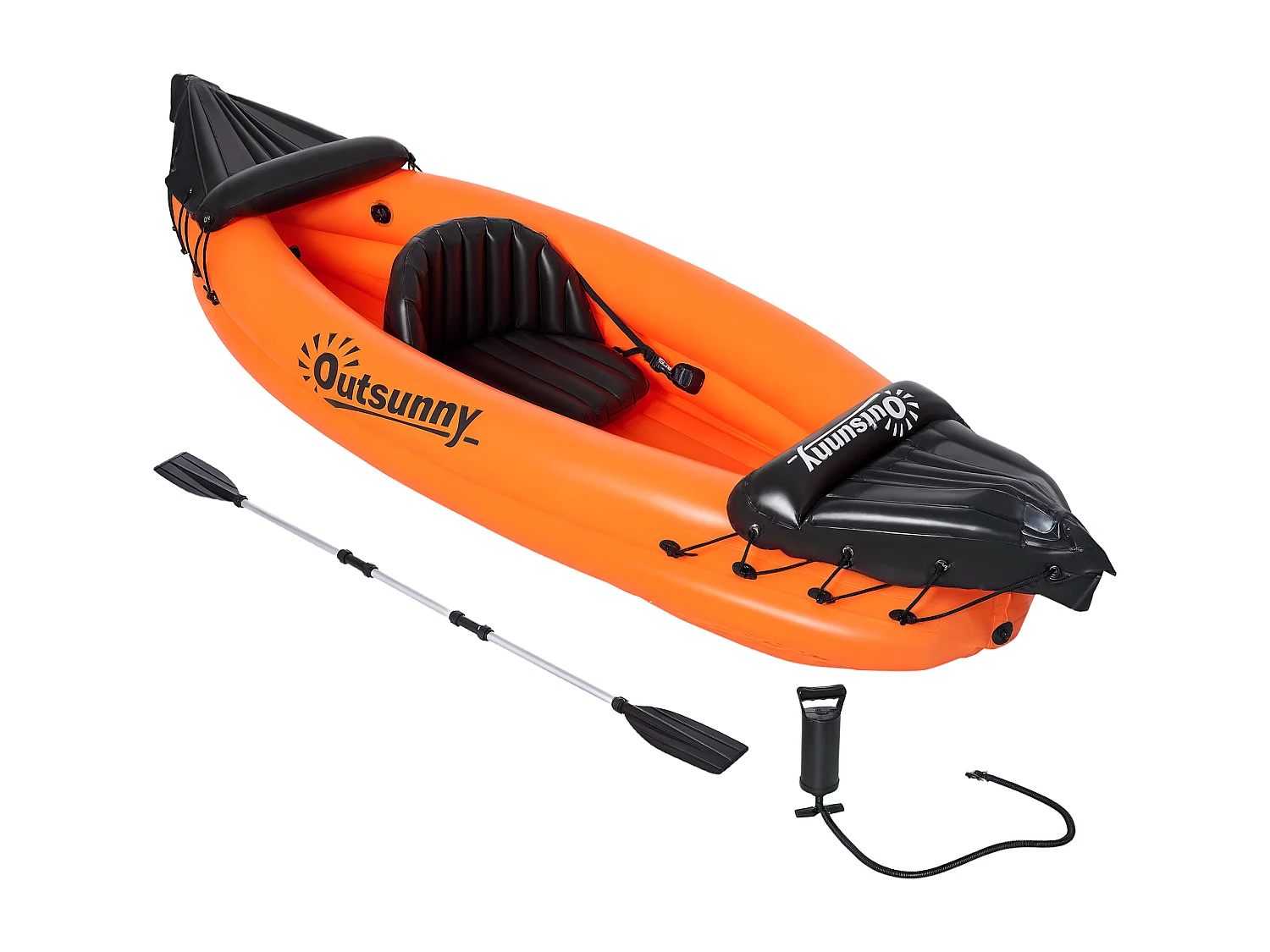 Canoa gonfiabile 1 posto, kayak con 1 remo e accessori, arancione