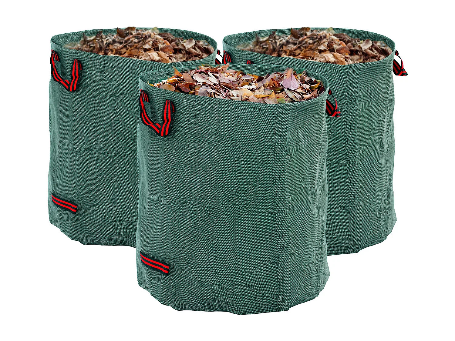 Set 3 sacchi per rifiuti da giardino 272l richiudibili con manici verde