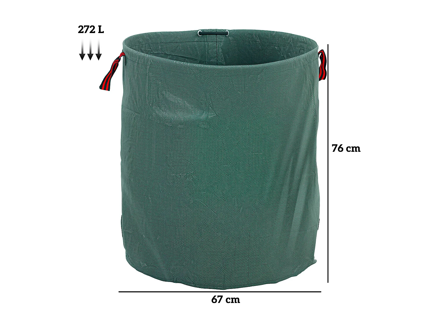 Set 3 sacchi per rifiuti da giardino 272l richiudibili con manici verde