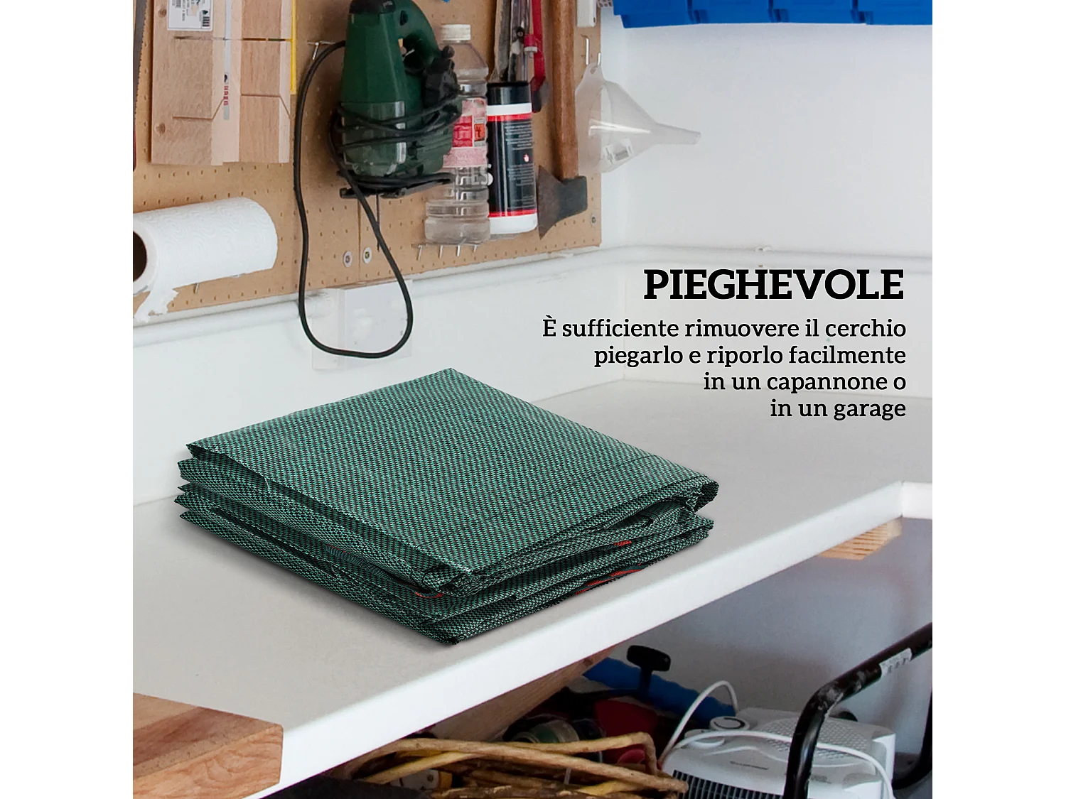 Set 3 sacchi per rifiuti da giardino 272l richiudibili con manici verde