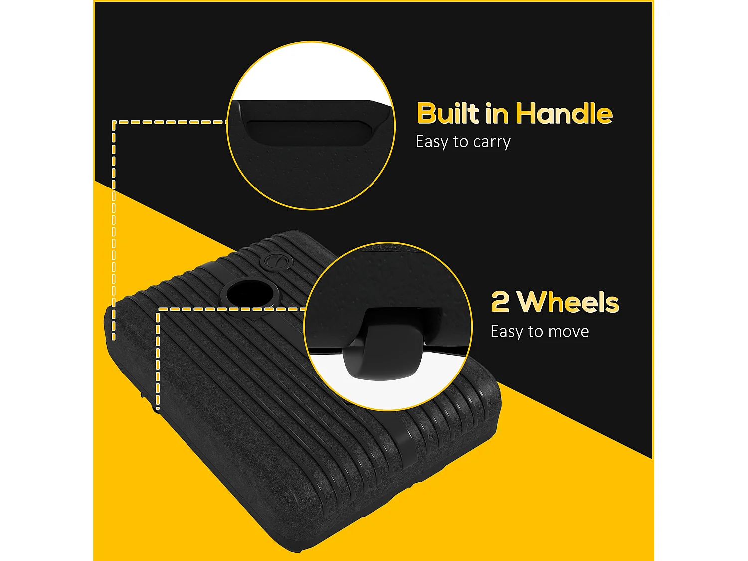 Base per ombrellone riempibile con ruote e maniglia nero