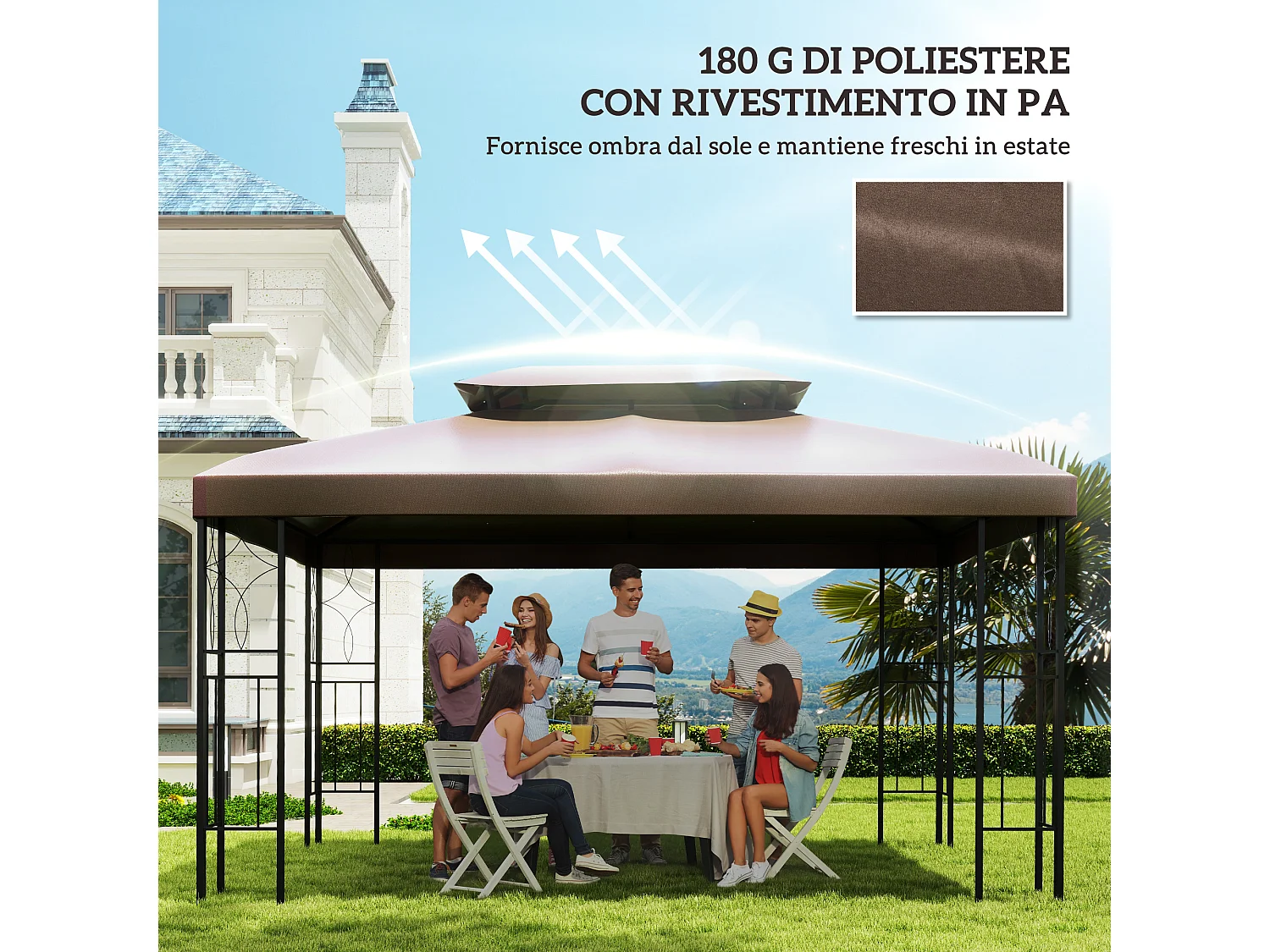 Telo di ricambio per ombrellone da giardino ø3 m e prese d'aria crema