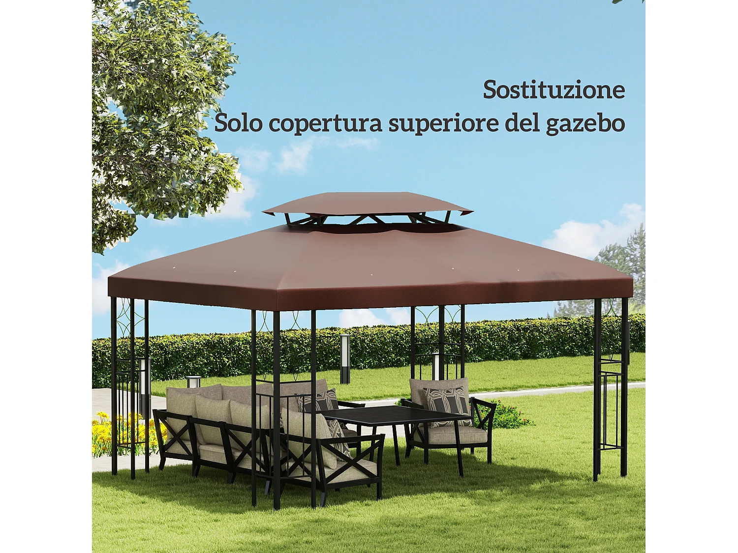 Telo di ricambio per ombrellone da giardino ø3 m e prese d'aria crema