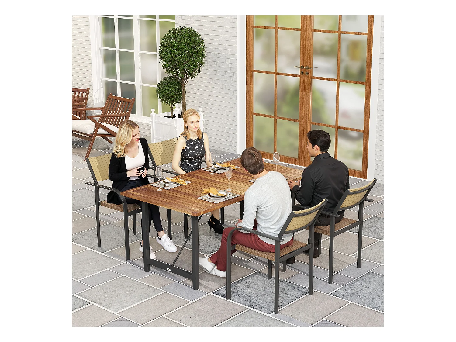 Tavolo da giardino a doghe 160x90 cm in legno di acacia teak