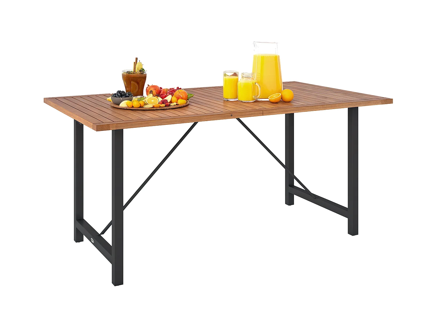 Tavolo da giardino a doghe 160x90 cm in legno di acacia teak