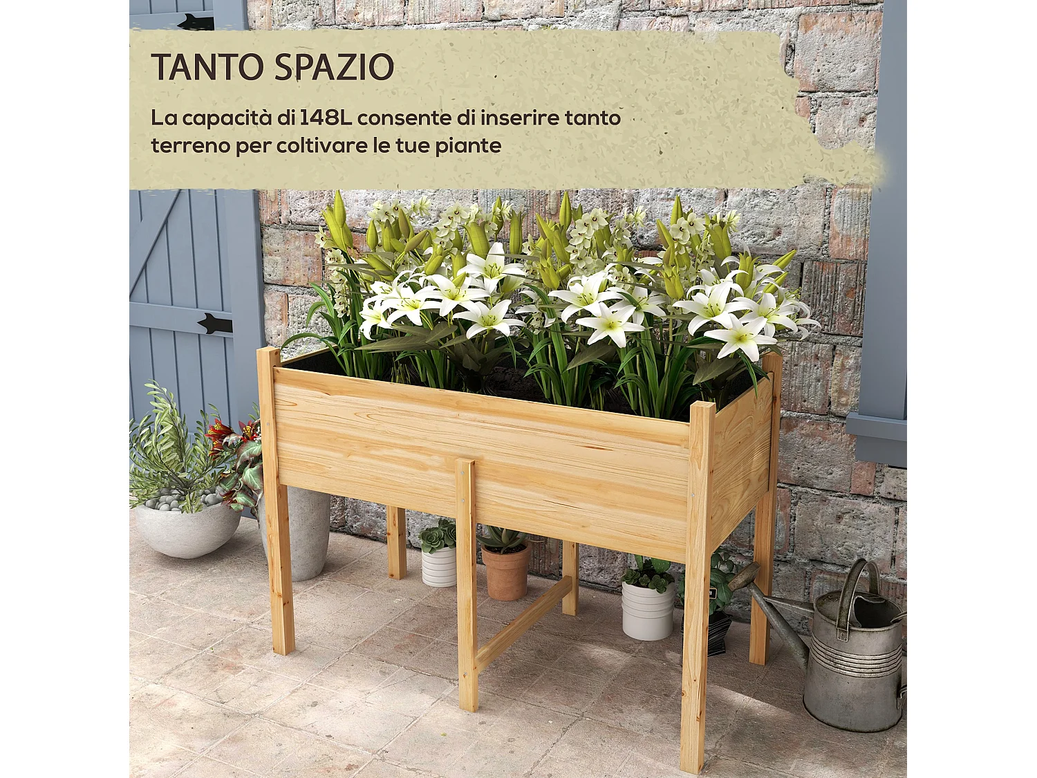 Orto rialzato con 2 fori di drenaggio e sacca in tessuto non tessuto