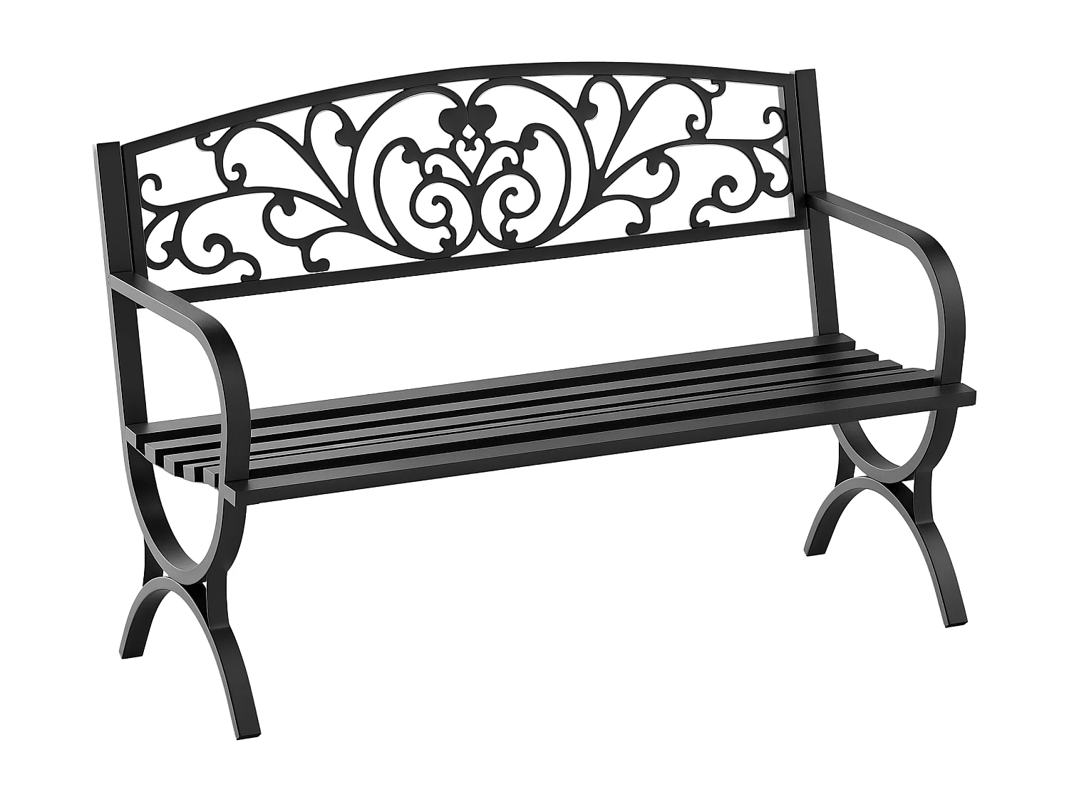 Panca panchina da giardino esterno metallo ghisa nero