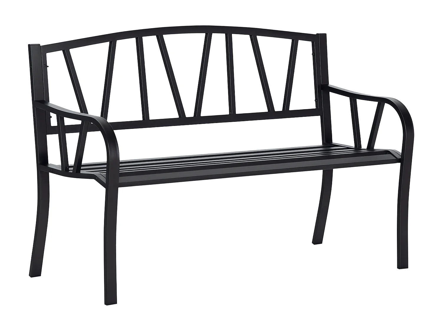 Panchina da giardino 2 posti impermeabile in metallo nero