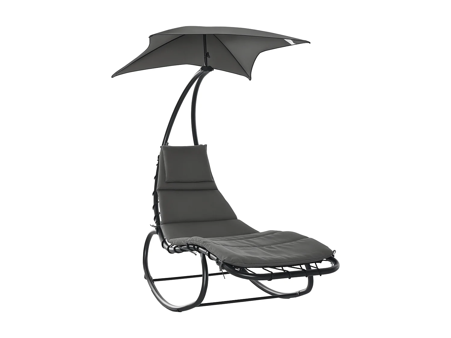 Lettino a dondolo da giardino sdraio con tettuccio metallo grigio