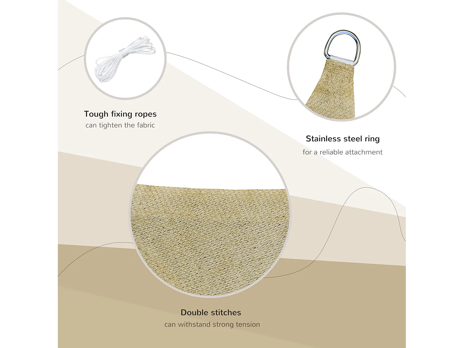 Tenda da sole rettangolare 3x4 m traspirante per esterni beige