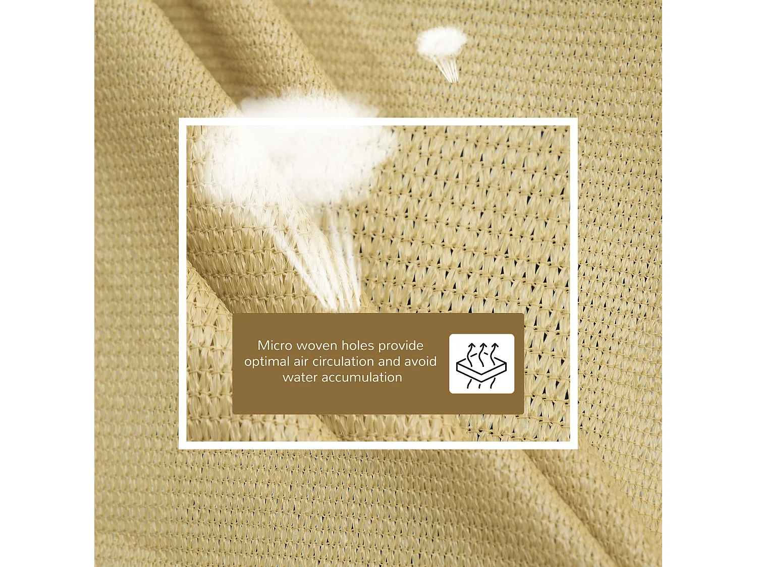 Tenda da sole rettangolare 3x4 m traspirante per esterni beige