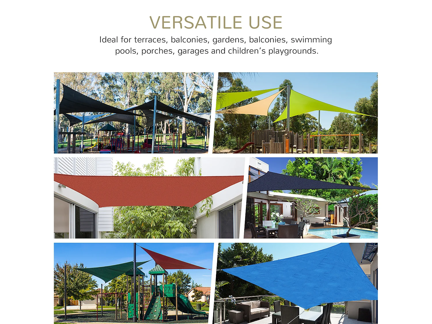 Tenda da sole rettangolare 3x4 m traspirante per esterni beige