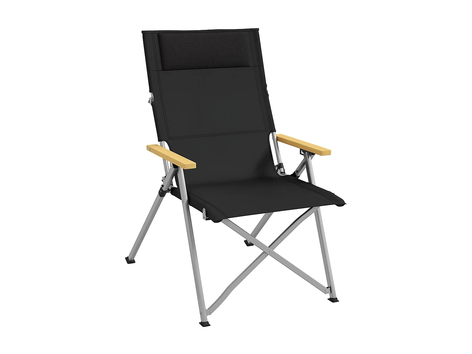 Sedia da campeggio pieghevole con schienale regolabile nero
